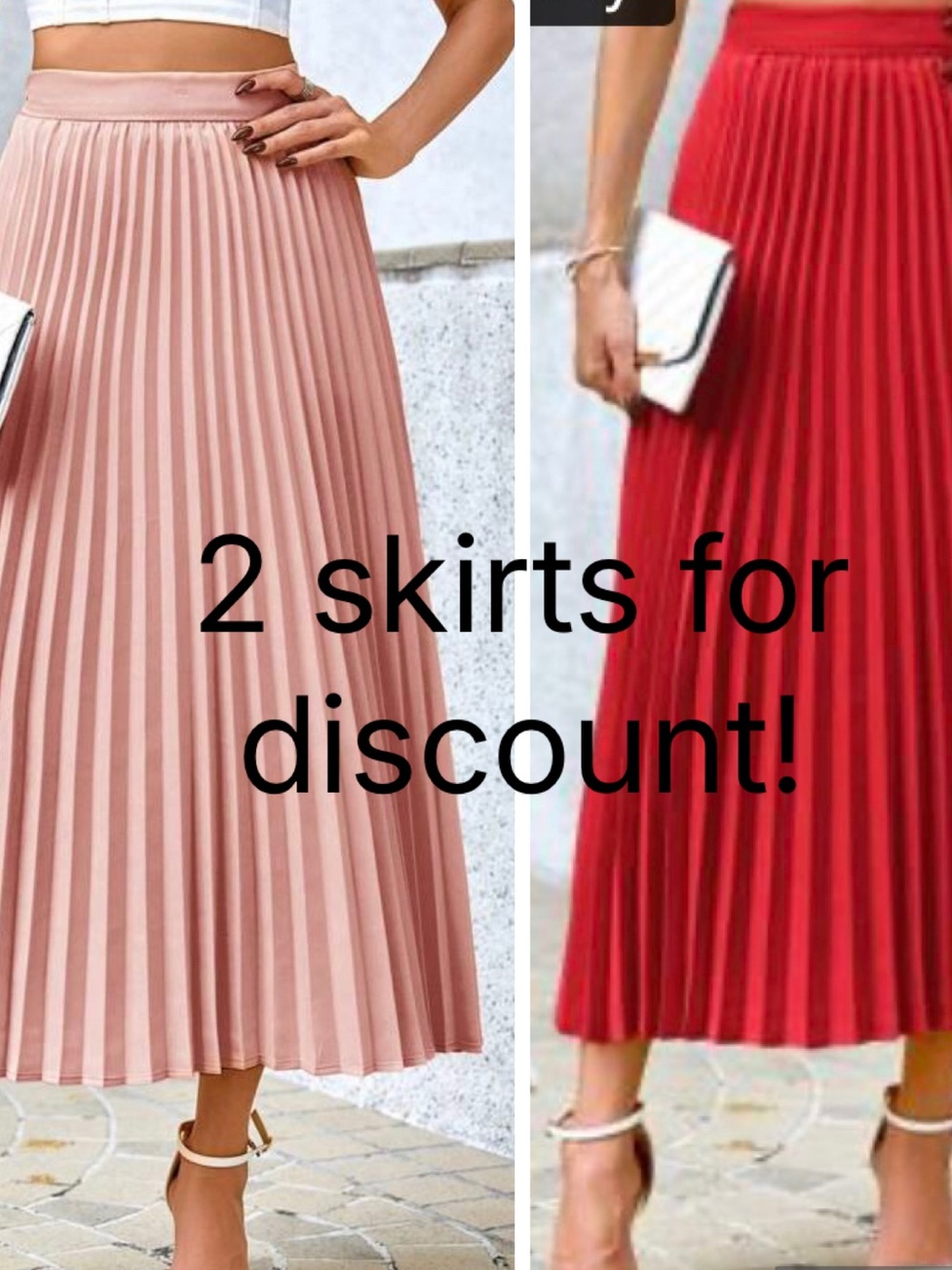 SHEIN Pinterest-inspired feminine midi skirt bundle Pink Red Feminine Set Small